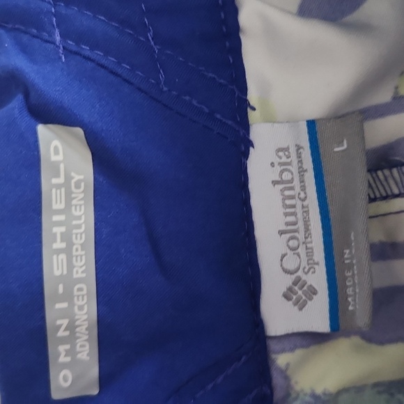 Columbia Shorts Womens Size L Omni Shield Blue White Yellow Athletic - Picture 6 of 8